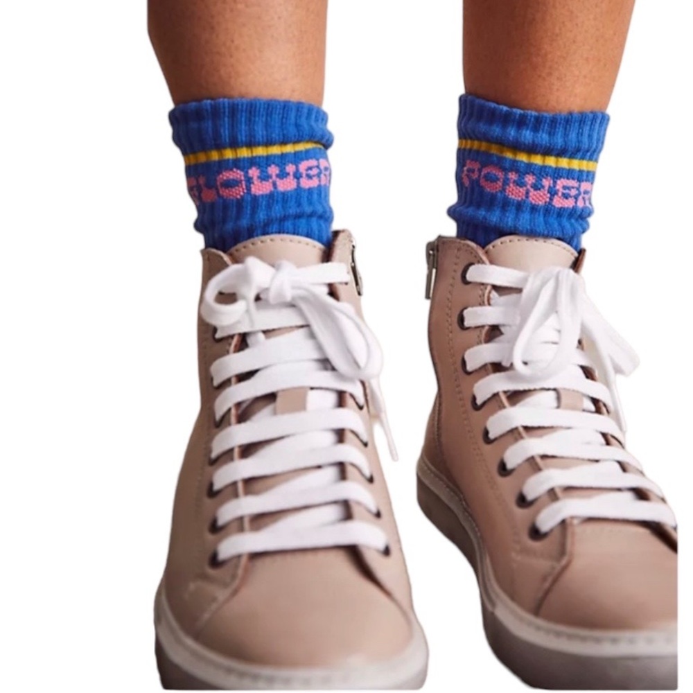 Free People x Bueno Riley Pink Leather High Top Sneakers